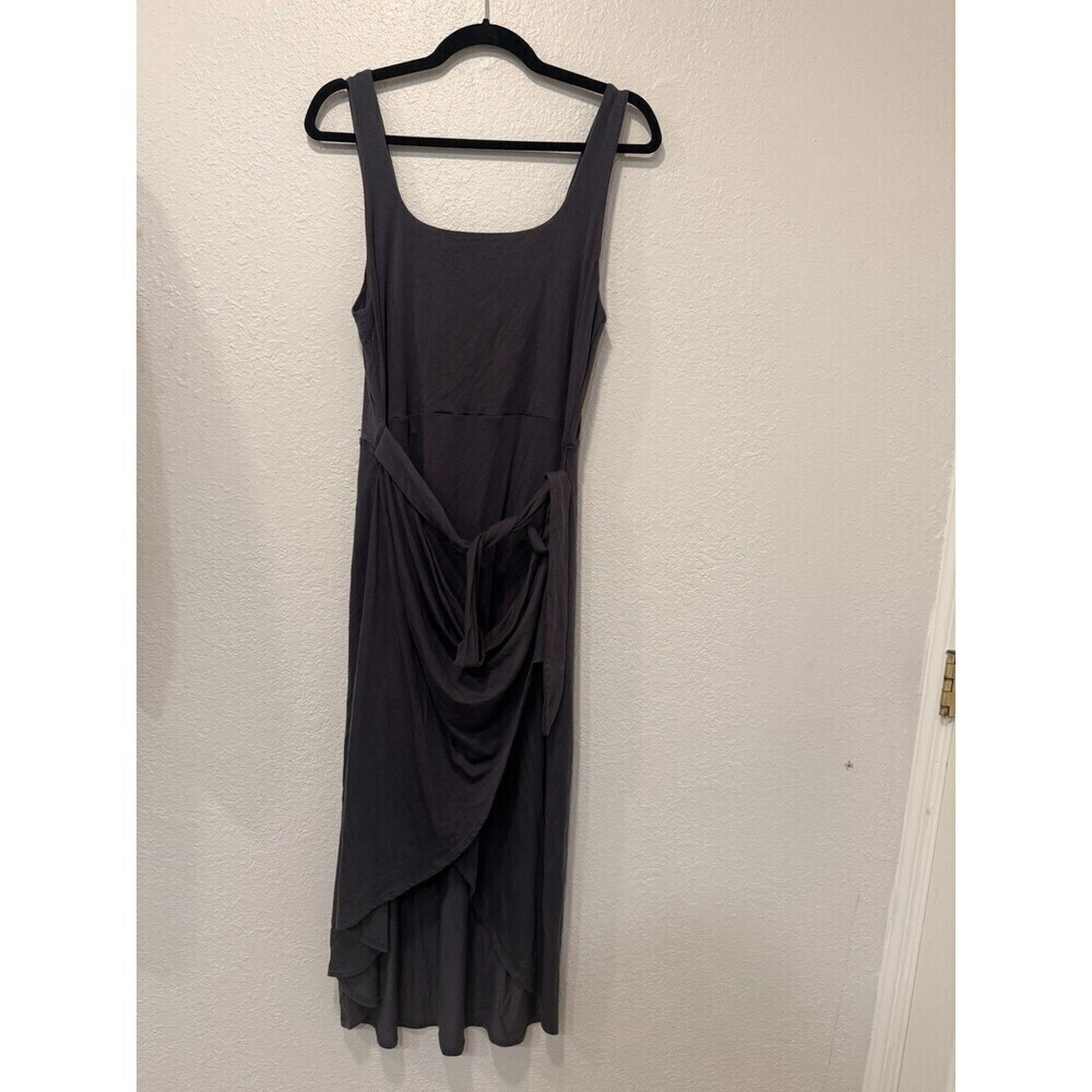 Quince Women’s Dress Tencel Jersey Side Tie Midi Large Carbon Grey - Picture 3 of 8